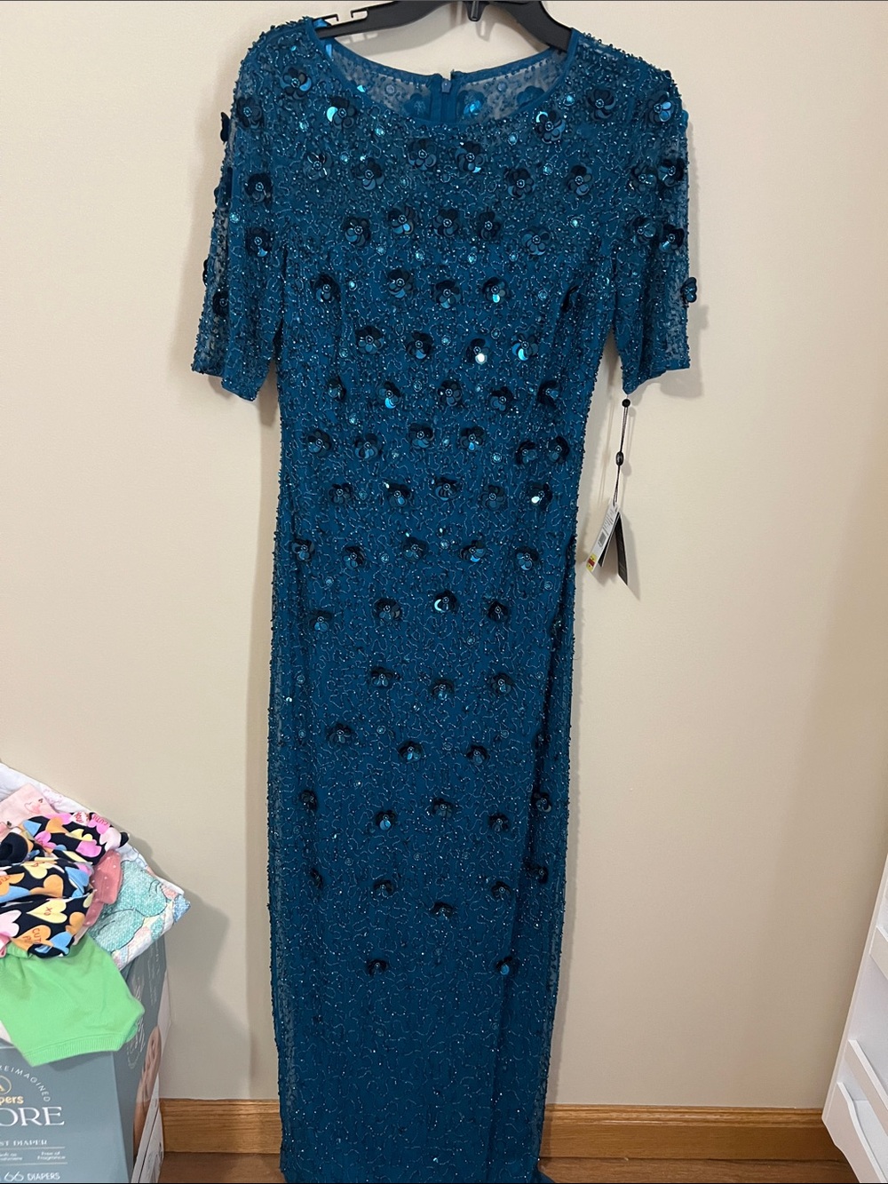 Elegant Teal Sequin Maxi Dress
